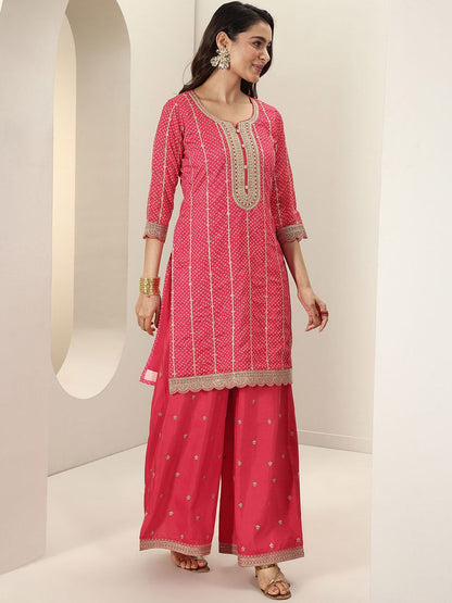 Dhiyona LL Women Bandhani Printed Regular Kurta with Palazzos & With Dupatta