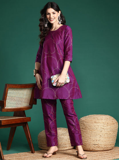 Foil Print Kurta with Trousers
