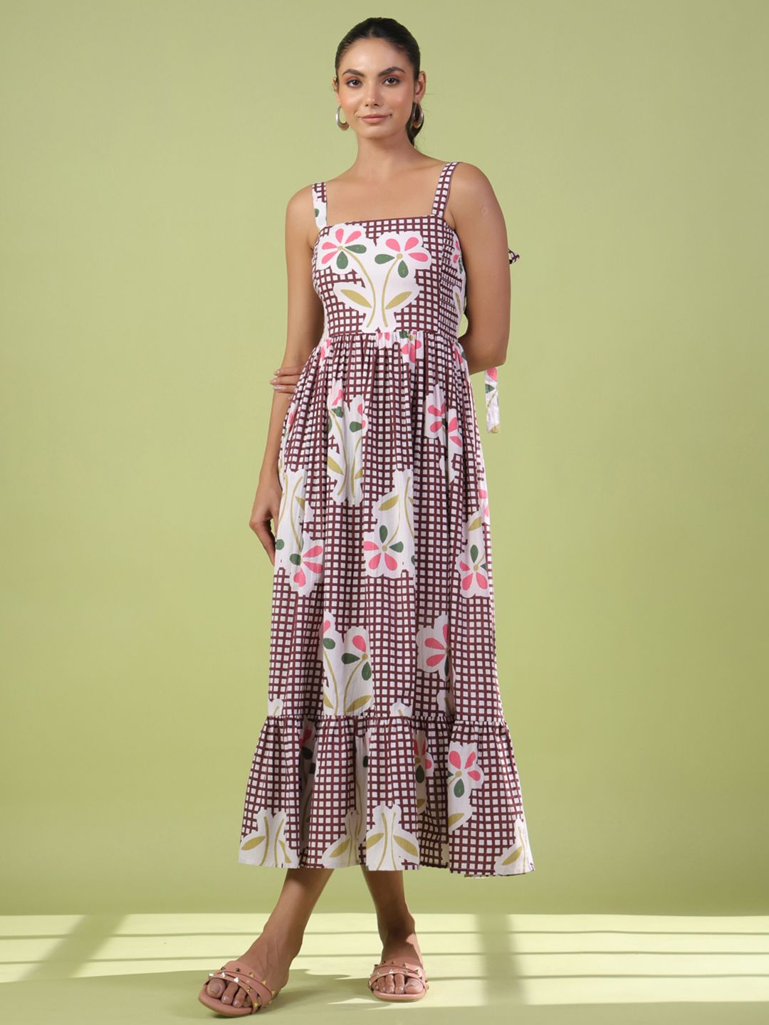 Dhiyona AY Women's Printed Fit & Flared Cotton Maxi Ethnic Dress