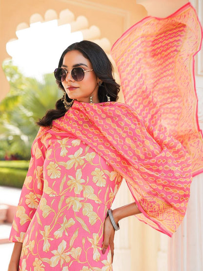 Dhiyona KL Women Floral Printed Kurta with Palazzo & Dupatta