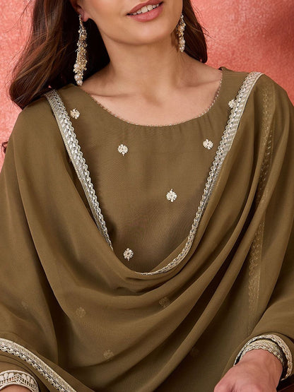 Dhiyona SN Ethnic Motifs Embroidered Straight Kurta & Sharara With Dupatta