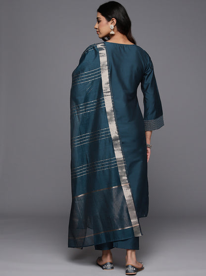 Women Solid Regular Kurta with Trousers With Dupatta