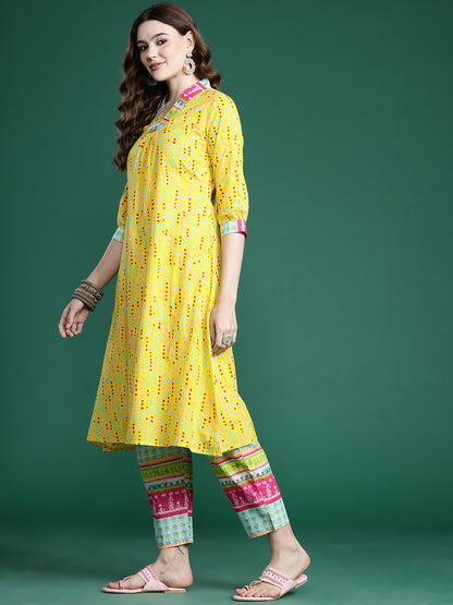 Printed Pure Cotton Kurta with Trousers