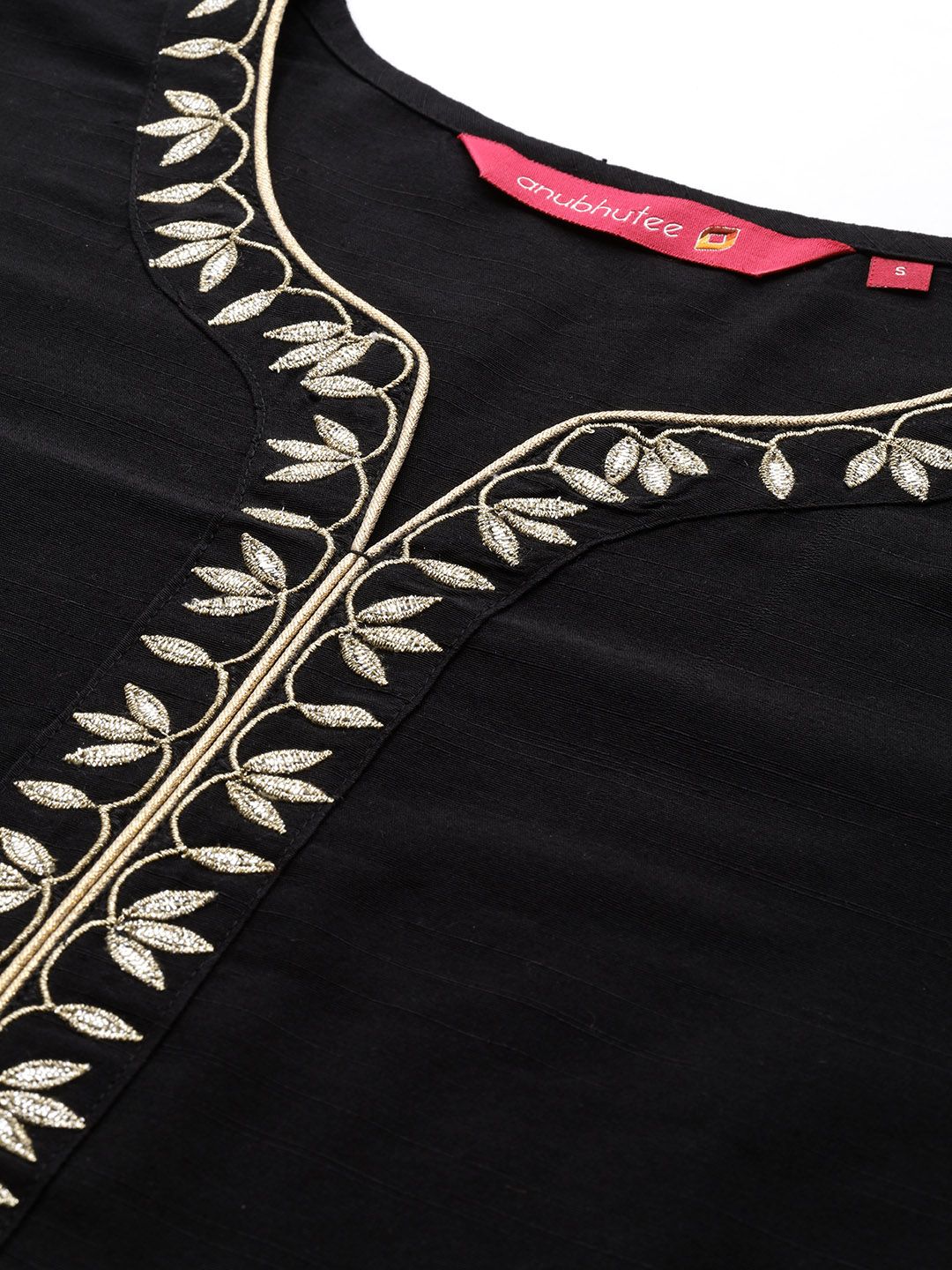 Dhiyona IS Women's Women Black Ethnic Motifs Embroidered Kurta with Trousers