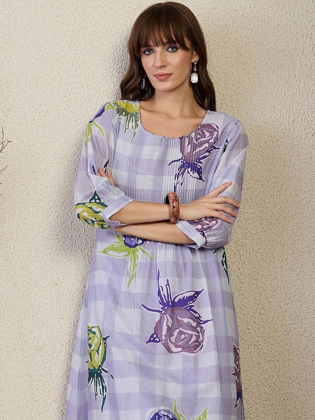 Floral Printed Pure Cotton A-Line Kurta With Trouser
