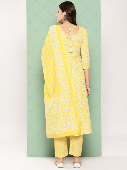 Dhiyona KL Women Ethnic Motifs Printed Empire Gotta Patti Kurta with Trousers & With Dupatta