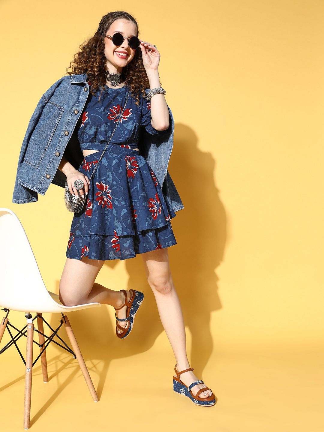 Dhiyona AY Women's Classic Navy Blue Floral All in the Details Dress