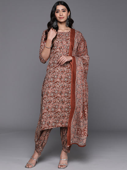 Floral Printed Pure Cotton Kurta with Salwar & Dupatta
