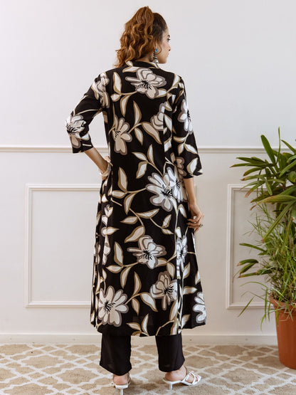 Dhiyona IS Women's Women Floral Printed Regular Kurta with Trousers