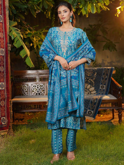 Dhiyona KL Women Ethnic Motifs Printed Kurta with Trousers & Dupatta