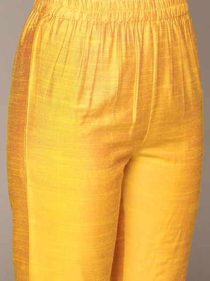 Dhiyona IS Women's Women Yellow Ethnic Motifs Printed Sequinned Kurta with Trousers
