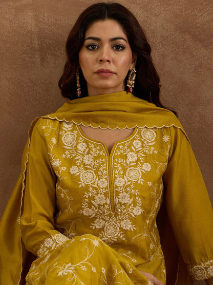 Women Ethnic Motifs Regular Thread Work Kurta with Trousers & Dupatta