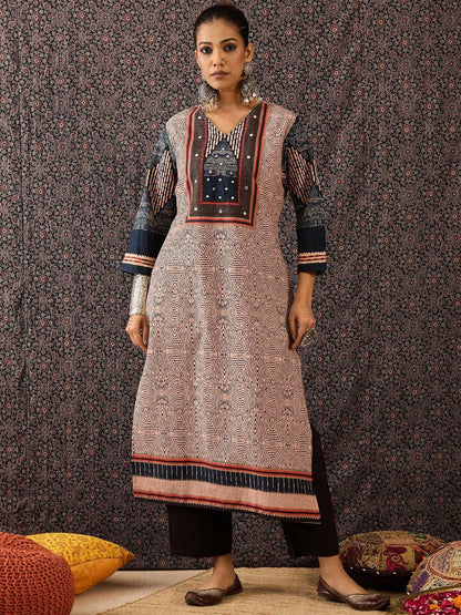 Women Ethnic Motifs Printed Regular Beads and Stones Pure Cotton Kurta with Trousers & With Dupatta