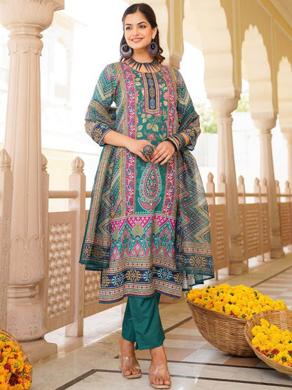 Dhiyona KL Women Floral Printed Regular Kurta with Trousers & With Dupatta