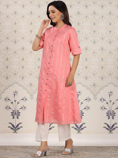 Dhiyona OD  Striped Gotta Patti Sequinned A-Line Kurta