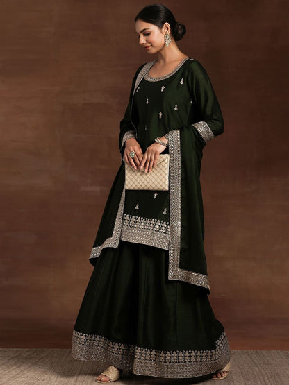Dhiyona LL Women Floral Embroidered Regular Thread Work Kurta with Palazzos & With Dupatta
