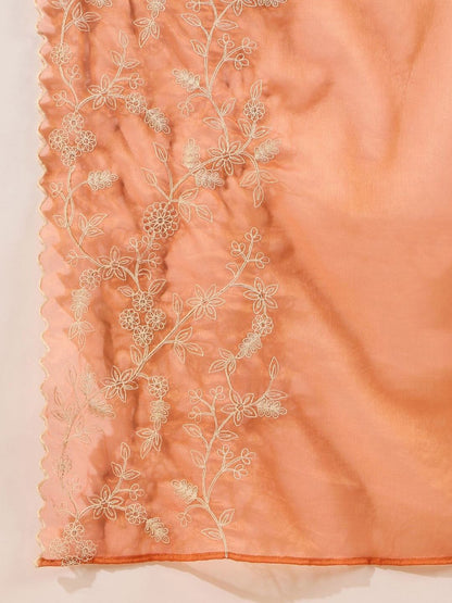 Dhiyona KL Women Solid Embroidered Thread Work Anarkali Kurta with Palazzos & With Dupatta