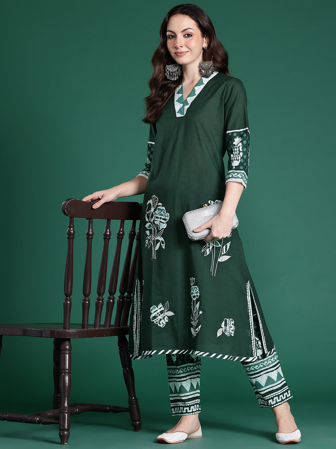 Floral Printed Regular Pure Cotton Kurta with Trousers
