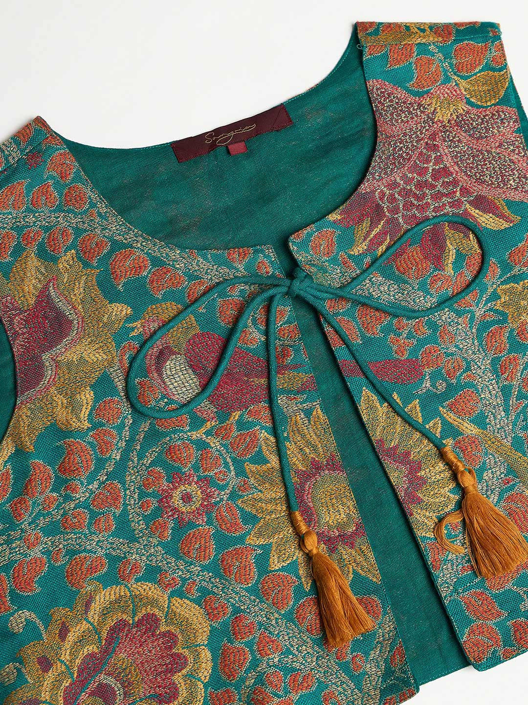 Winter Ethnic three-Piece kurta Set with Tassel-Tie Jacket