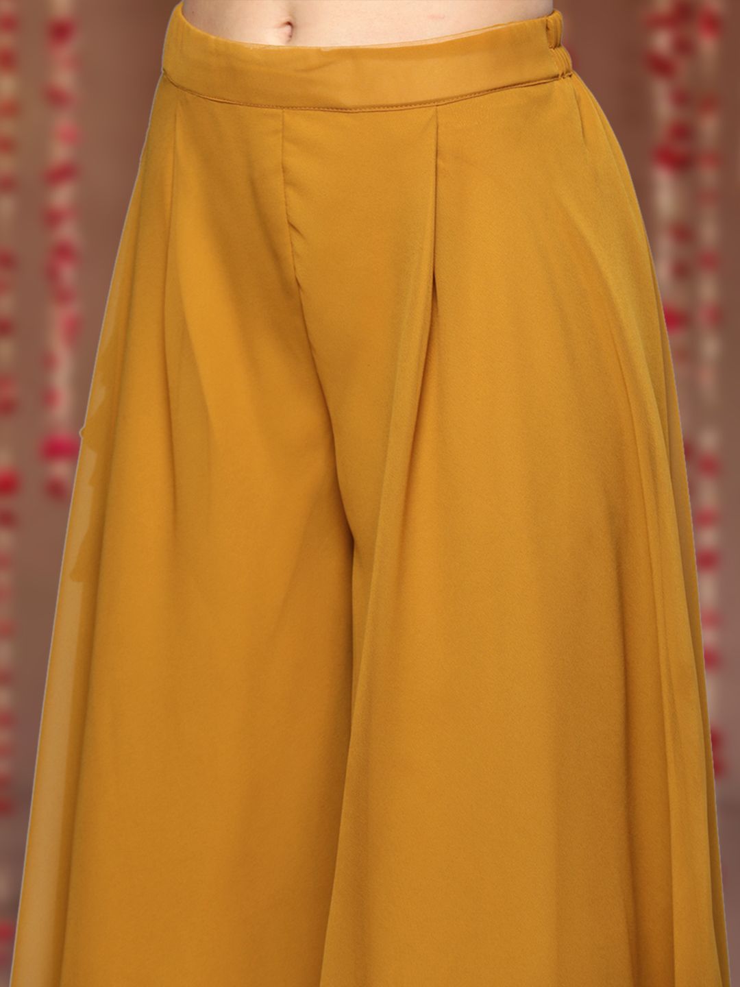 Dhiyona SN Floral Embroidered Shoulder Straps Sequinned Georgette Top & Palazzo With Dupatta