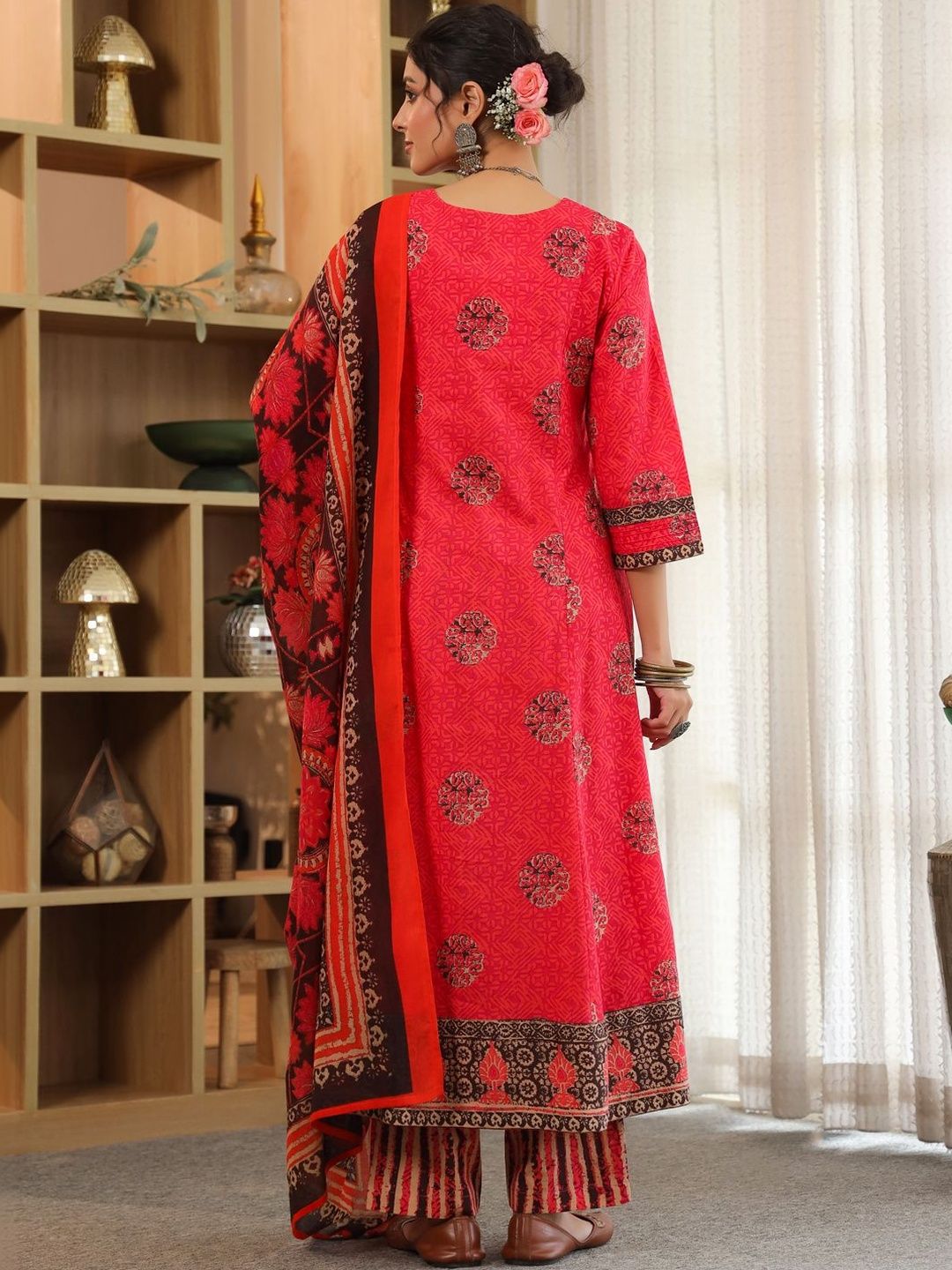 Dhiyona RR Women's Ethnic Motifs Printed Regular Pure Cotton Kurta with Trousers & With Dupatta
