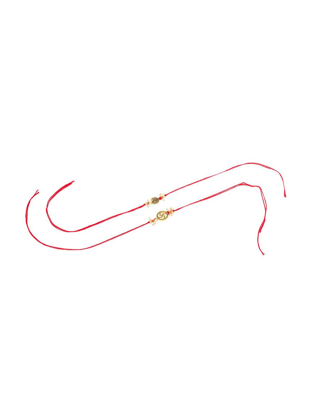 Dhiyona Pearls Beaded Swastik Bhaiya Bhabhi Rakhi With Roli Chawal Chandan