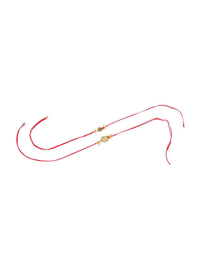 Dhiyona Pearls Beaded Swastik Bhaiya Bhabhi Rakhi With Roli Chawal Chandan