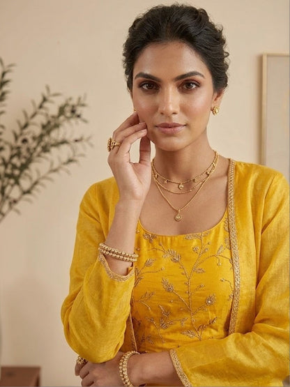 Embroidered Tissue Round Neck Top & Palazzos