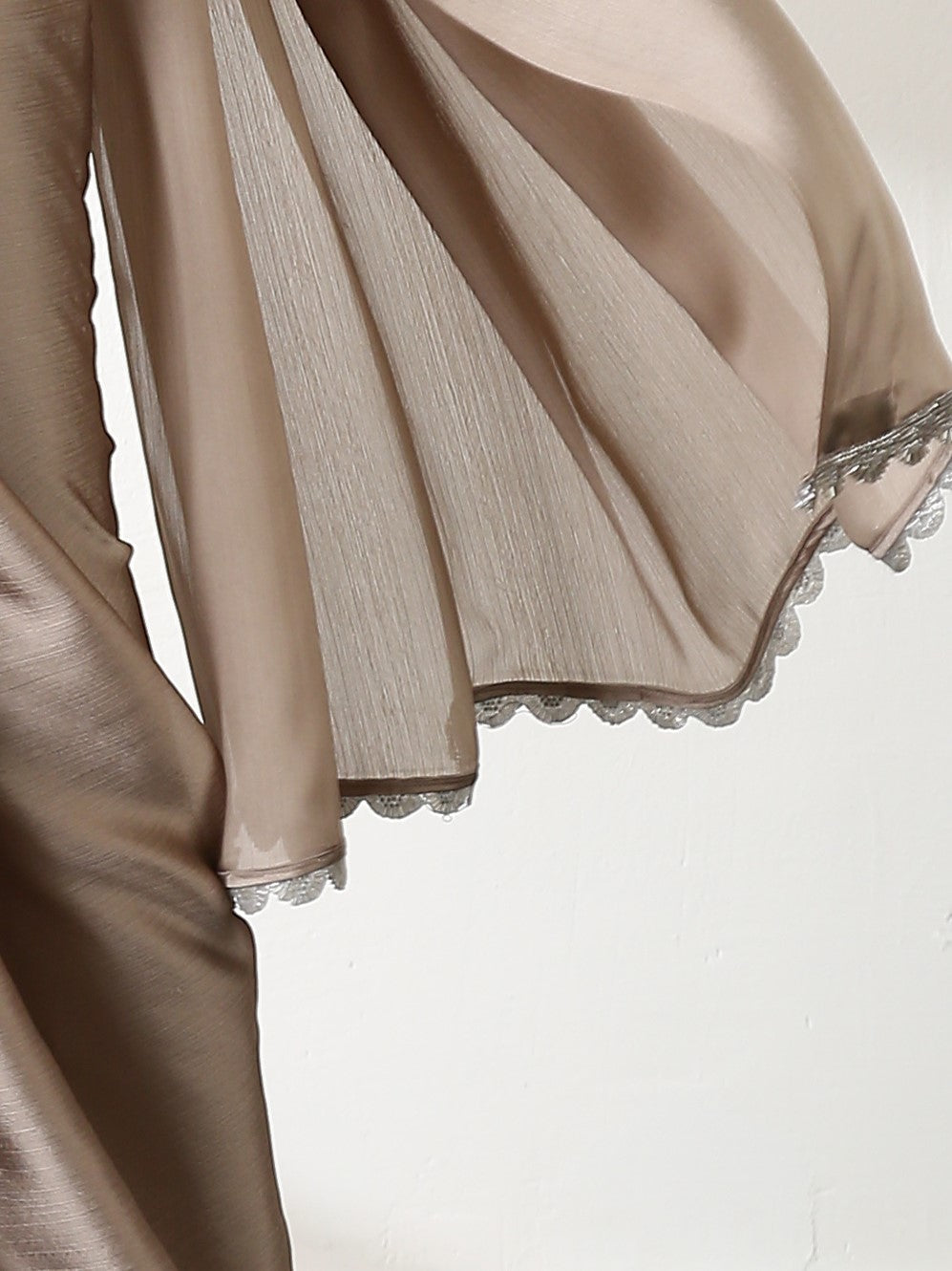 Dhiyona ST Burning Sand Butter Chiffon Saree with Embroidered Blouse Fabric