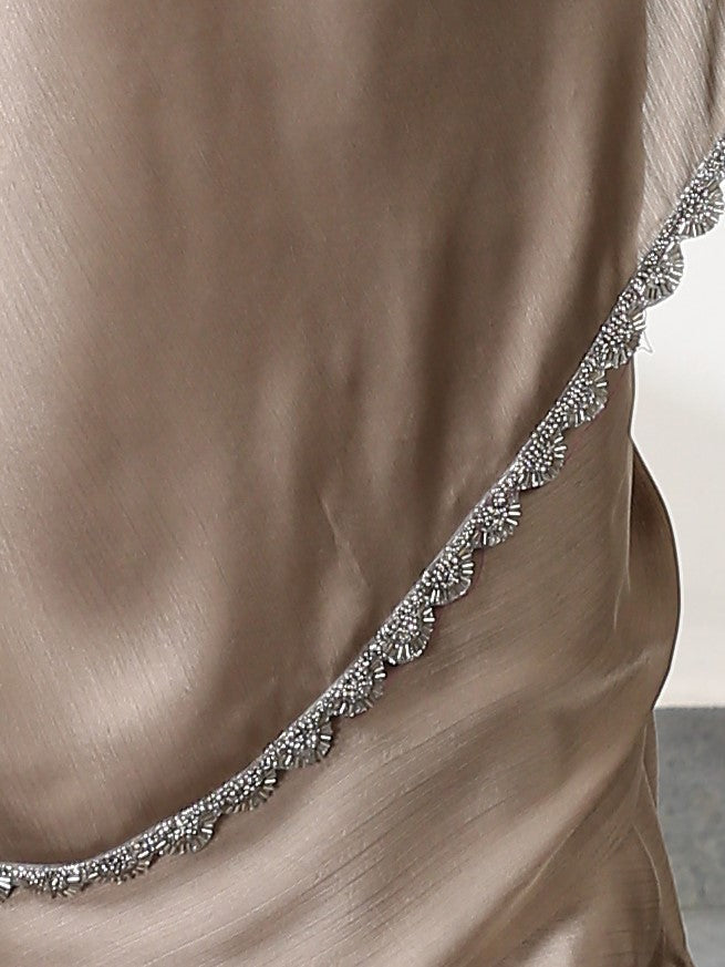 Dhiyona ST Burning Sand Butter Chiffon Saree with Embroidered Blouse Fabric