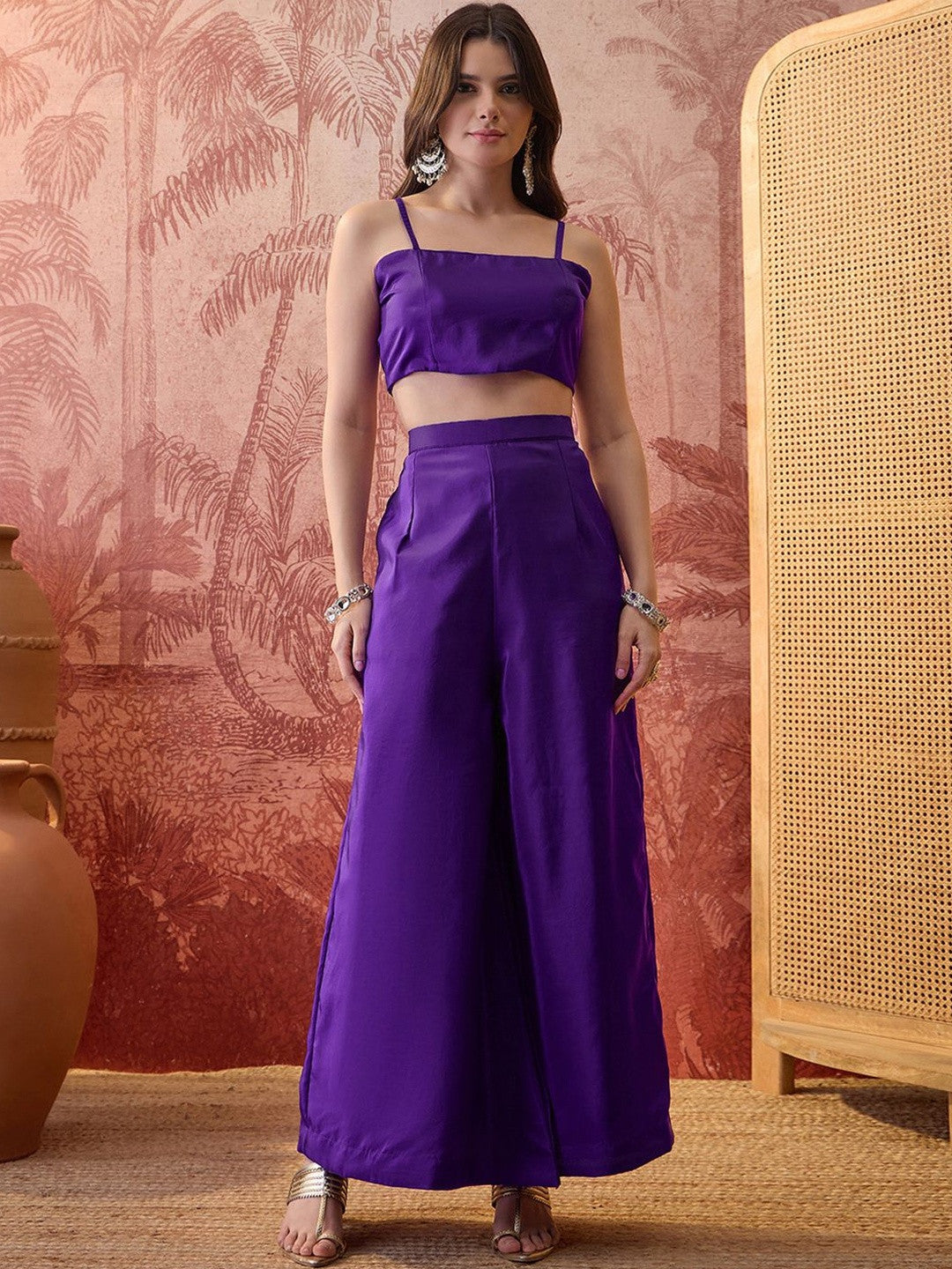 Embroidered Straight Kurta With Palazzos