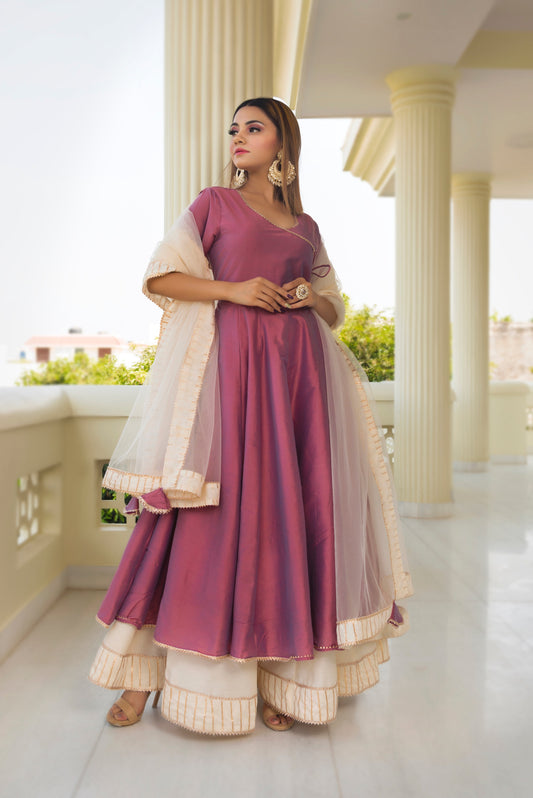 Cotton Silk Purple Angrakha