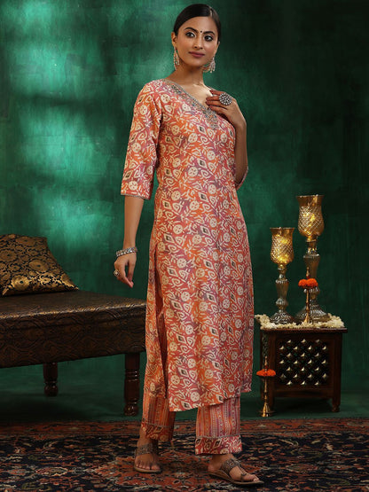 Dhiyona LL Women Ethnic Motifs Printed Regular Beads and Stones Kurta with Palazzos & With Dupatta