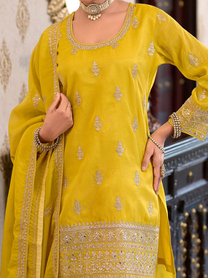 Dhiyona IE Women Ethnic Motifs Embroidered Regular Kurta with Palazzos & With Dupatta