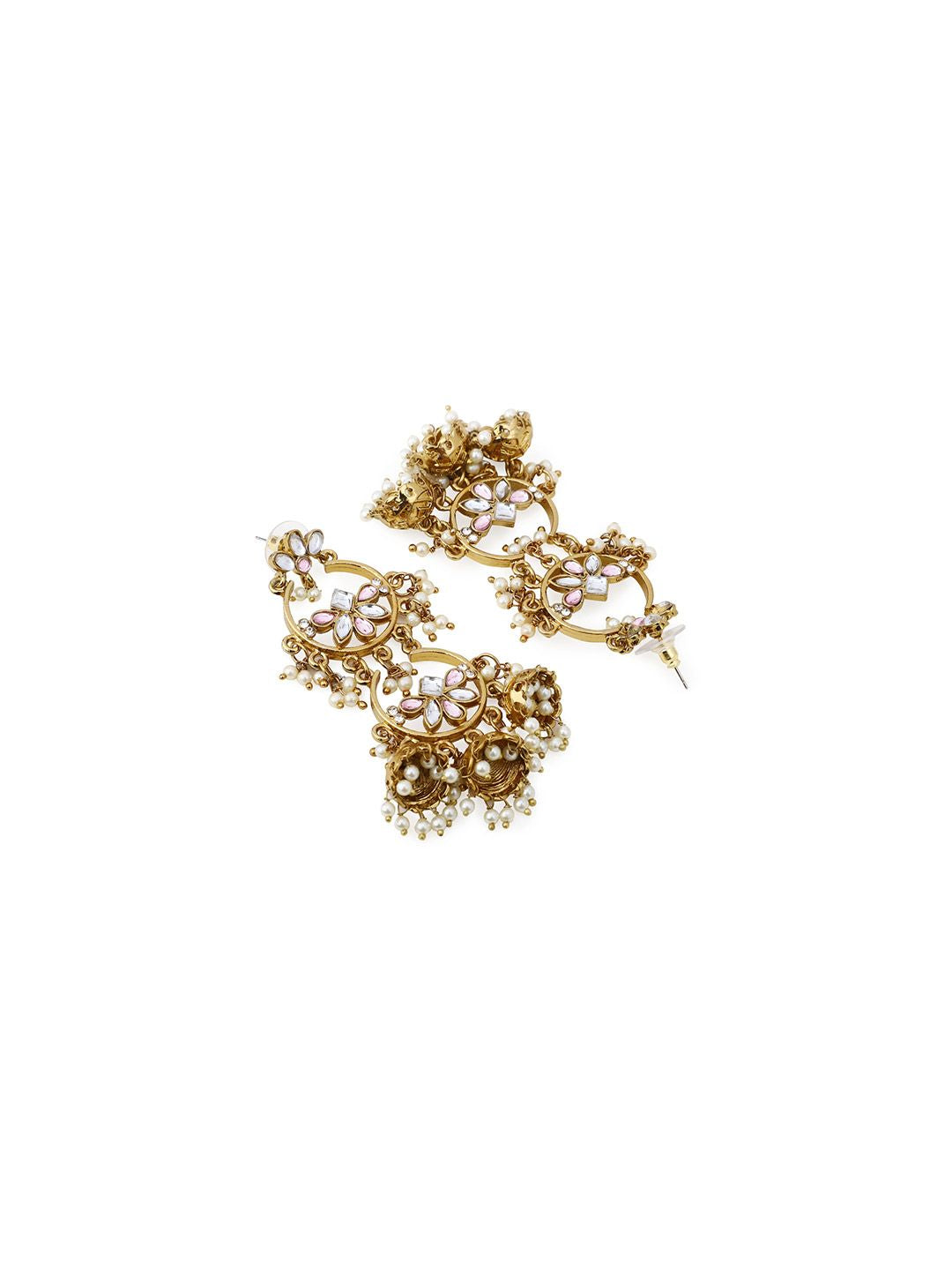 Dhiyona RJ Women's 18K Gold-Plated Kundan Jhumkas