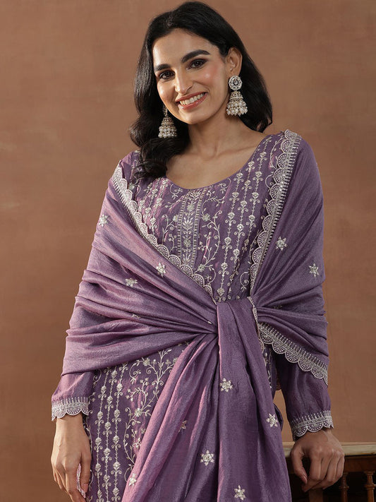 Women Floral Embroidered Regular Kurta with Palazzos & With Dupatta