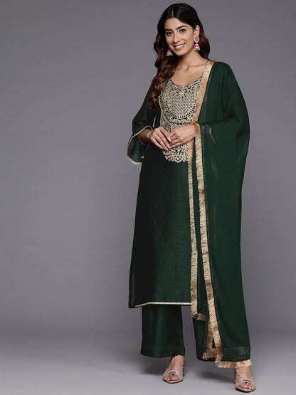 Dhiyona VA Women Ethnic Motifs Embroidered Regular Republic Day Kurta with Palazzos & With Dupatta