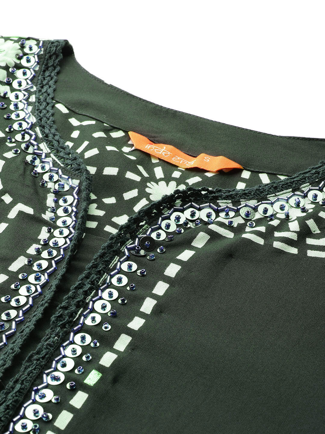 Printed Beads & Stones Kurta with Trousers