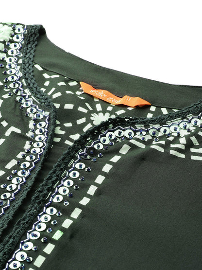 Printed Beads & Stones Kurta with Trousers