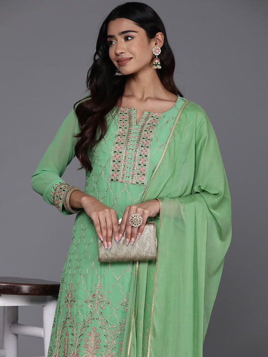 Women Floral Embroidered Regular Kurta with Palazzos & With Dupatta
