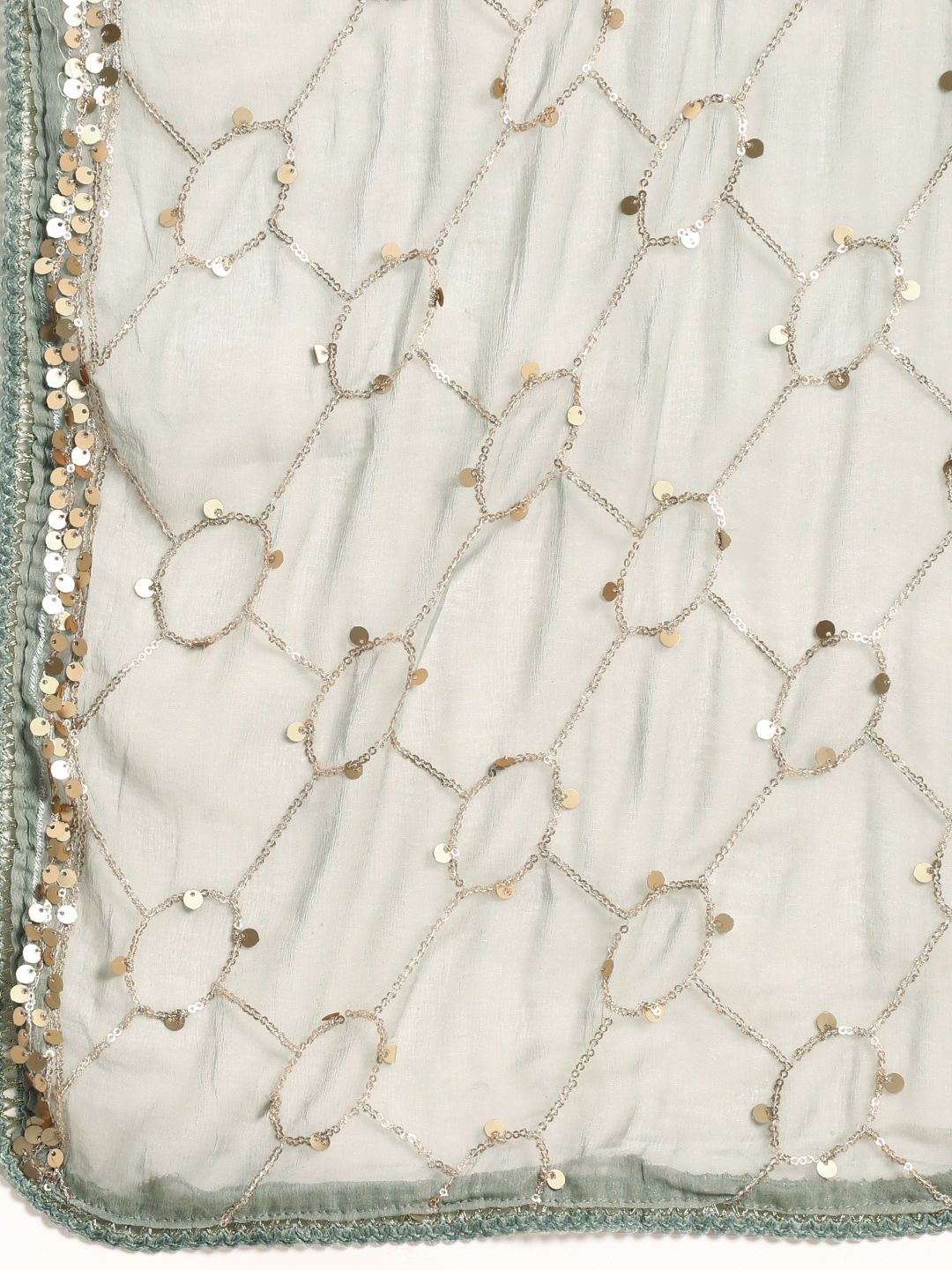 Dhiyona SN Women Grey Ethnic Motifs Embroidered Regular Sequinned Chanderi Silk Kurta with Palazzos & With