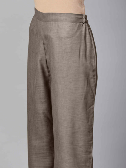 Women Grey Kurta with Palazzos & With Dupatta