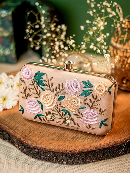 Dhiyona NR Embroidered Embellished Box Clutch