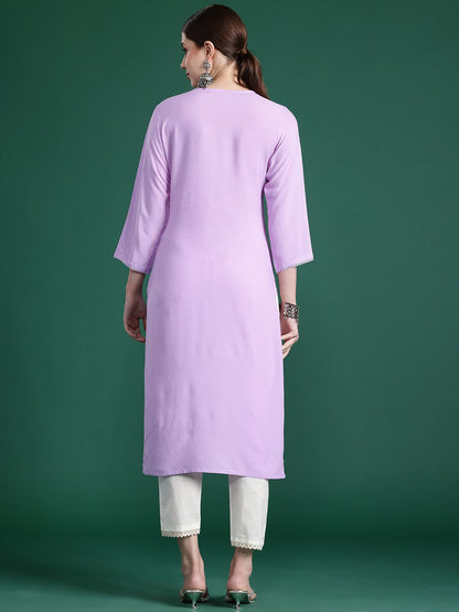 Dhiyona IE Floral Embroidered Thread Work Kurta