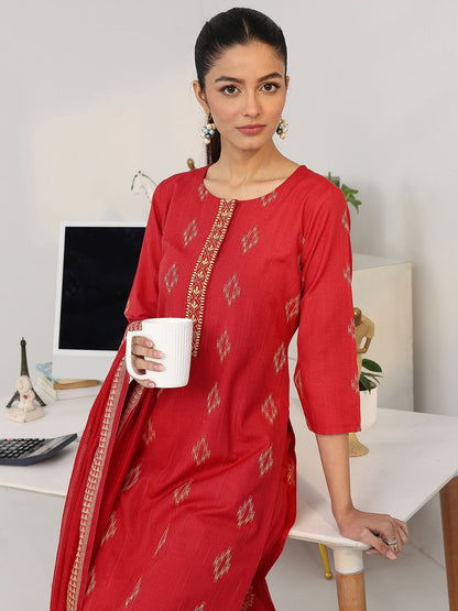 Women Ethnic Motifs Printed Regular Kurta with Trousers & With Dupatta