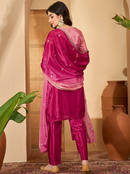 Women Floral Embroidered Kurta with Pyjamas & Dupatta