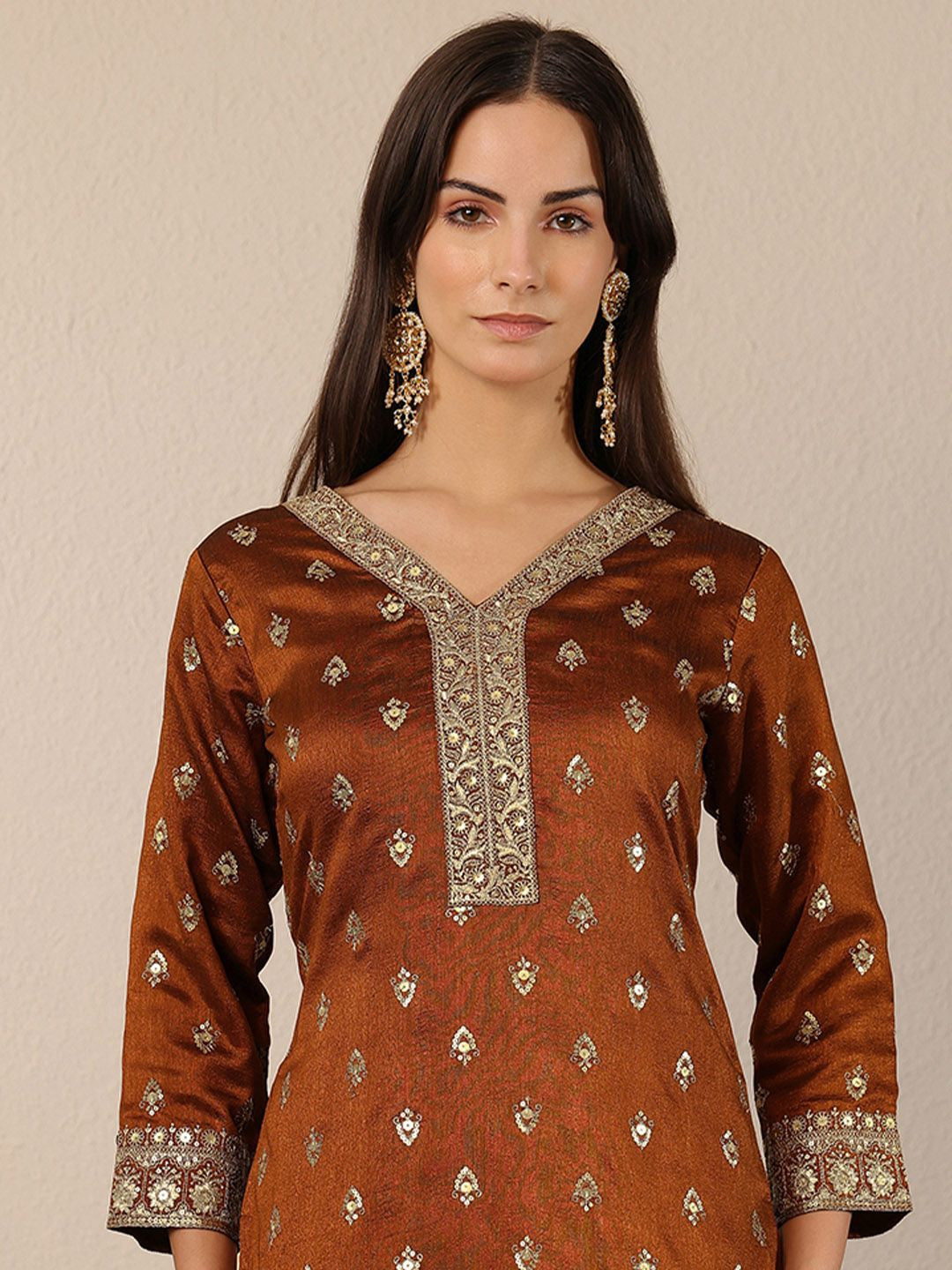 Women Ethnic Motifs Embroidered Regular Mirror Work Kurta with Palazzos & With Dupatta