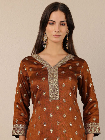 Women Ethnic Motifs Embroidered Regular Mirror Work Kurta with Palazzos & With Dupatta