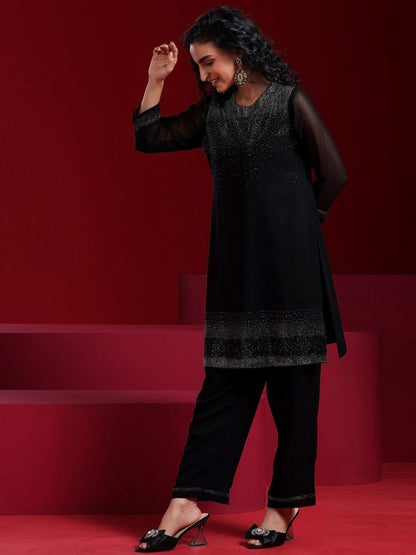 Dhiyona LL Regular Beads and Stones Kurta with Palazzos & Dupatta
