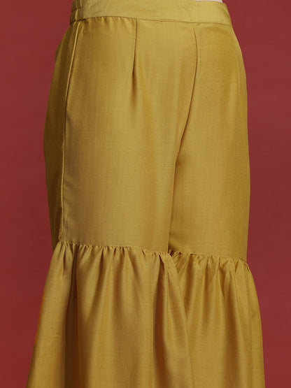 Dhiyona AN Printed Panelled Sequinned Kurta with Sharara & Dupatta